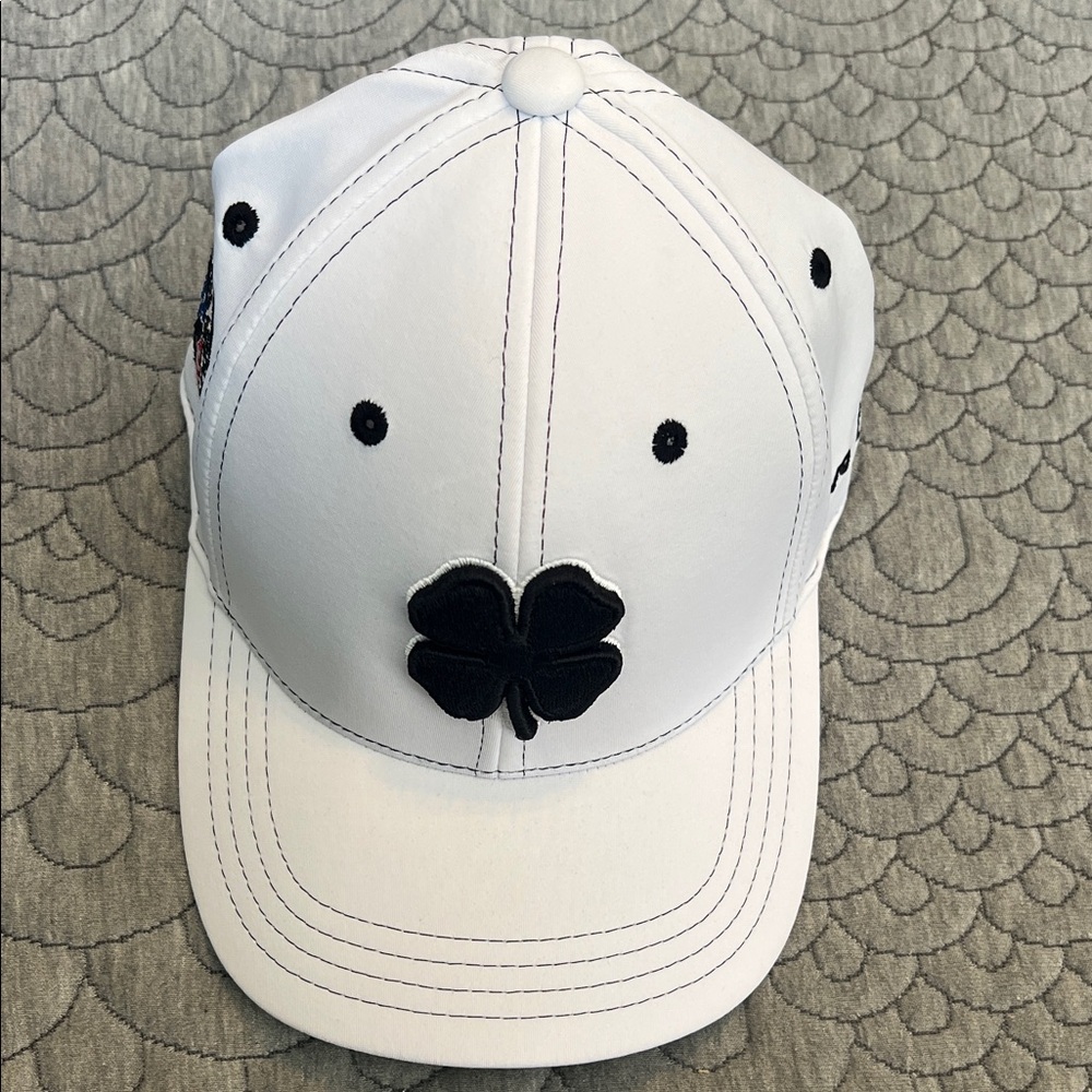 Men's White and Black Clover Cap